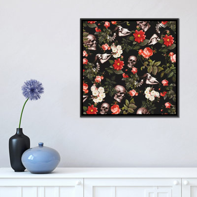 Crâne et floral, impression sur toile tendue