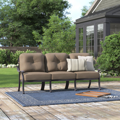 Lebanon 78'' Wide Metal Patio Sofa with Cushions