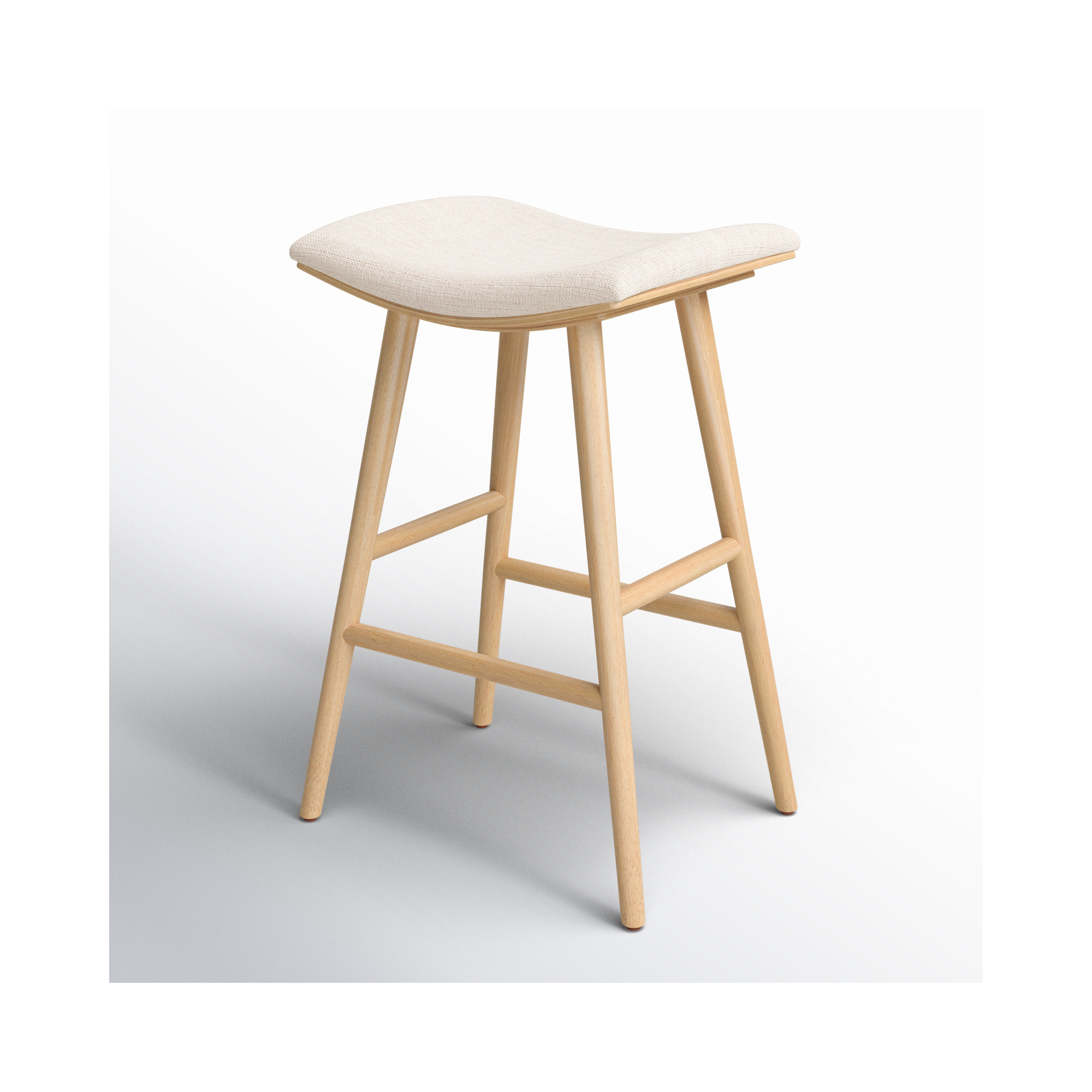 Schaeffer Solid Wood Stool, Bar Stool (30" Seat Height), Rayon/Viscose - Essence Natural/Light Parawood