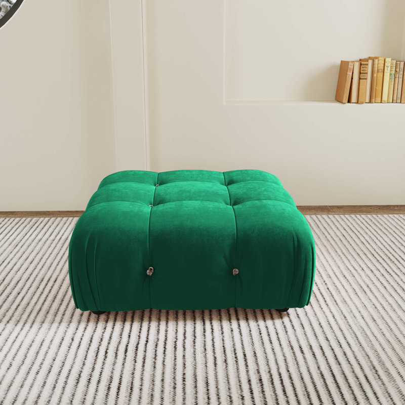 Canapé modulaire rembourré 2 places avec repose-pieds, velours moelleux, dossier détachable et accoudoirs Mario Bellini, Vert