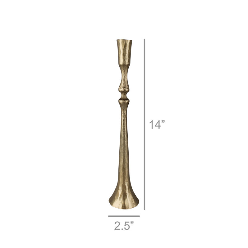 Metal Tabletop Candlestick, 14" H x 2.5" W x 2.5" D