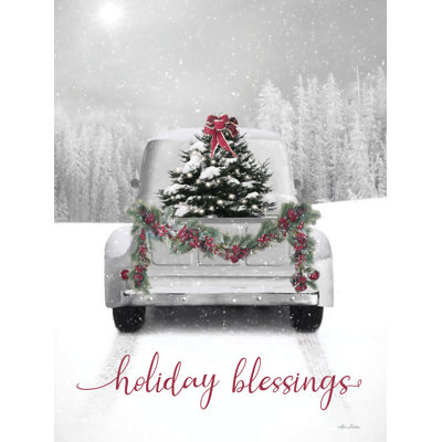 «Holiday Blessings», camion rétro sur toile