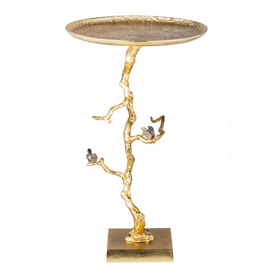 16.9x16.9x28" Contemporary Shiny Gold Table