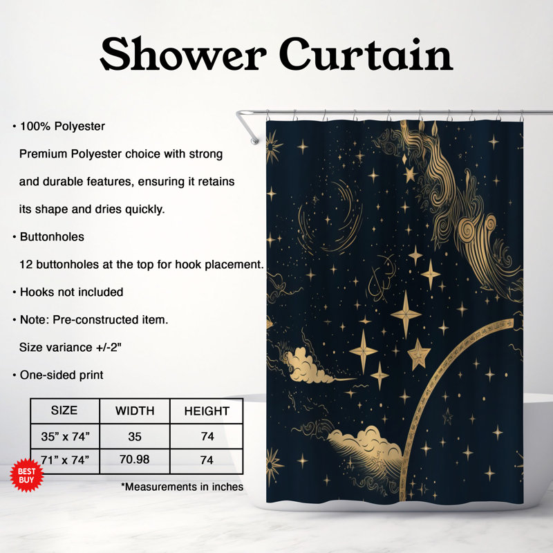 Greydon Abstract Shower Curtain, 74"H x 71"W
