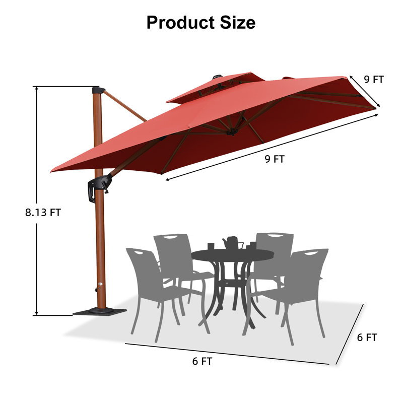Parasol de luxe carré Rejane, Rouge