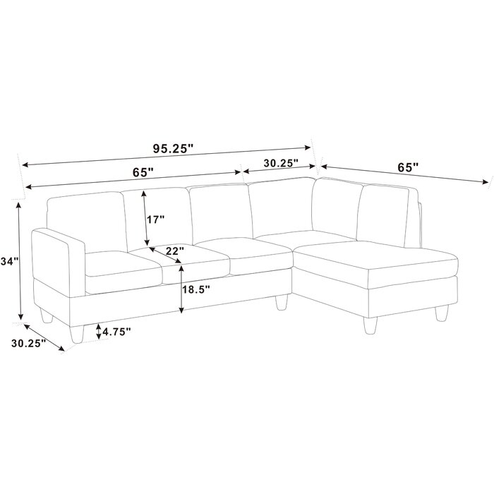 Mercury Row® Renner 2 - Piece Upholstered Sectional & Reviews | Wayfair