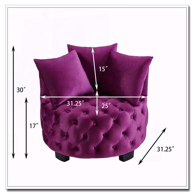 Chaise pivotante rembourrée et capitonnée, Violet