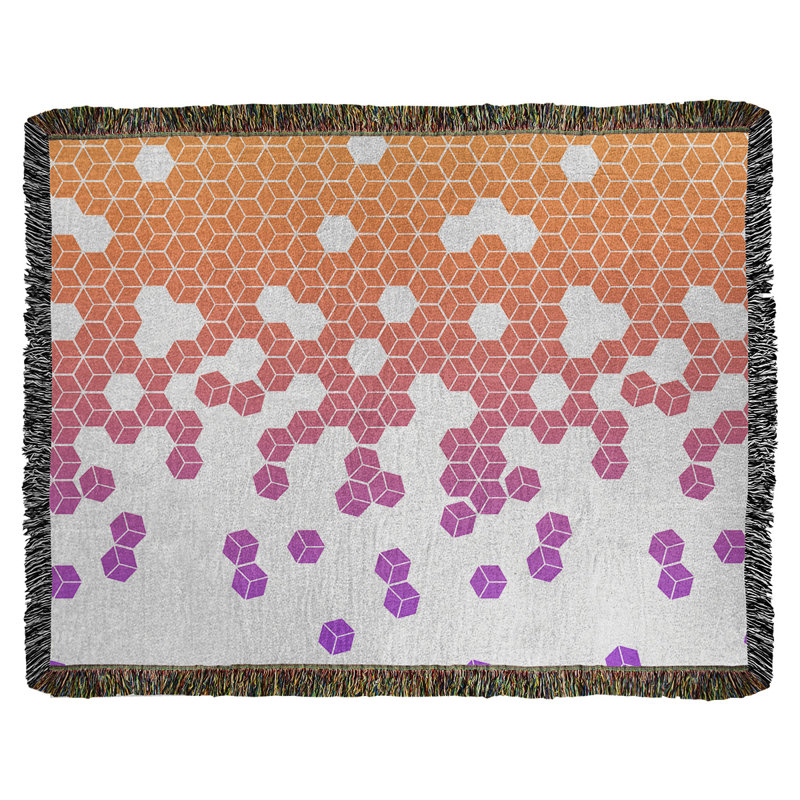 Couverture en coton tissé Katelyn Elizabeth, l 50 po x L 60 po, Orange / rose