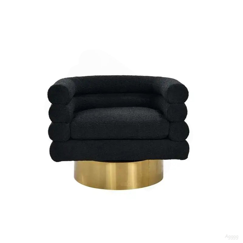 Fauteuil d'appoint pivotant en tissu Modern, Noir