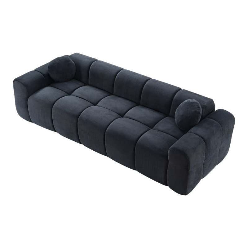 Très grand canapé à compression 98,4 po, canapé en velours côtelé nuage pour le salon, canapé rembourré 4 places avec 2 coussins, emballé sous vide et facile à déplacer pour les petits espaces, appartement, studio