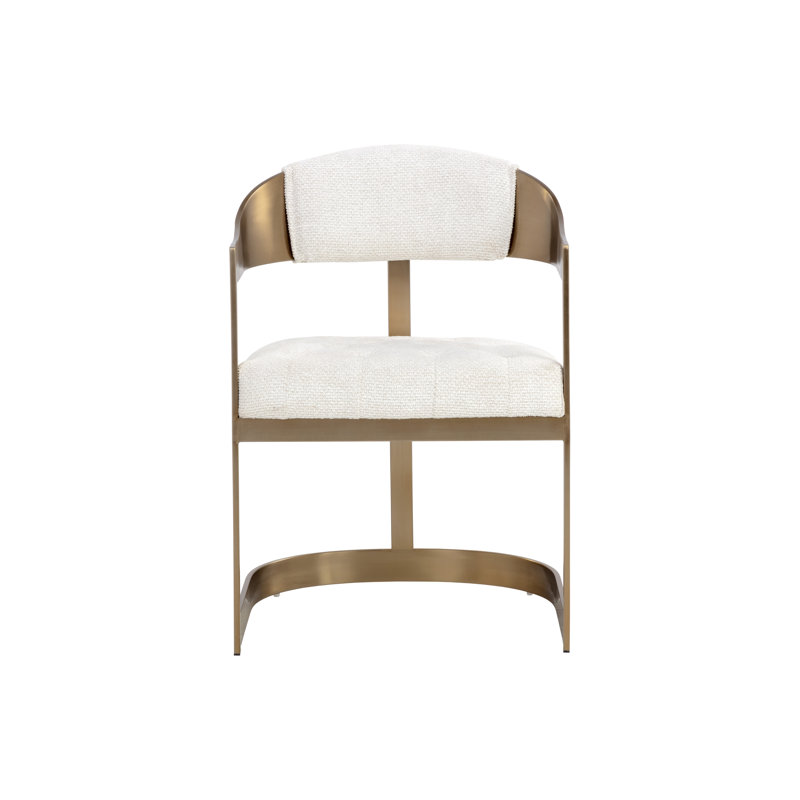 FAUTEUIL DE SALLE À MANGER BEAUMONT - LAITON ANTIQUE - ORGE RHEA LÉGER - Crème