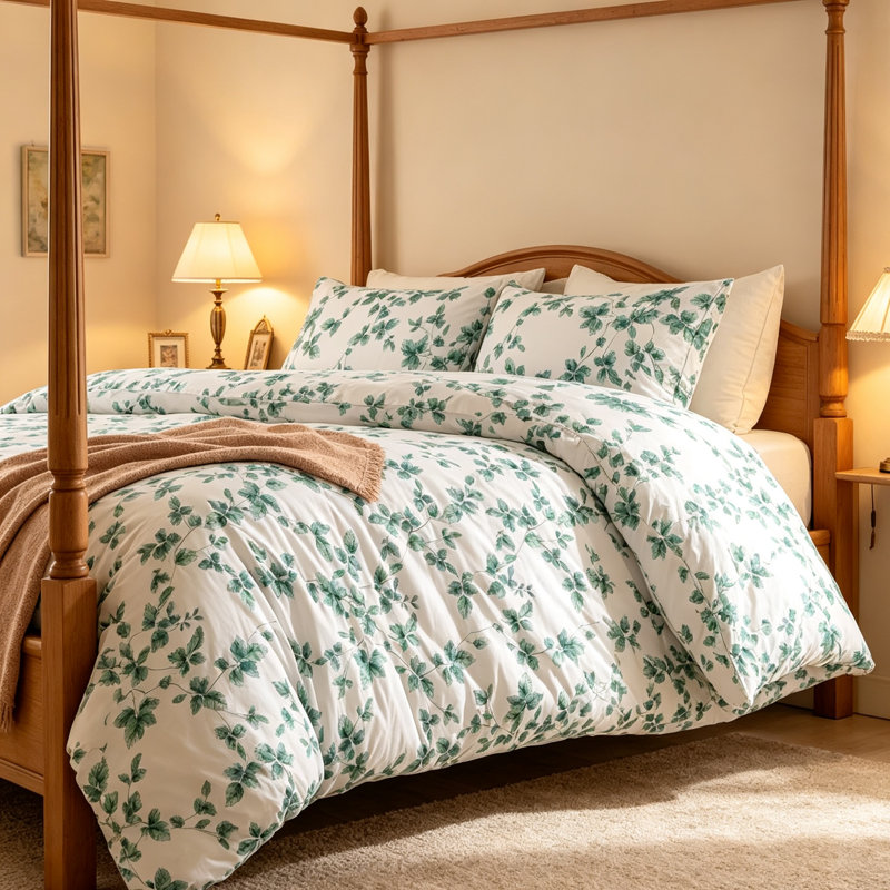 Fresh Mint Leaf Microfiber Duvet Cover Set - Soft & Stylish Bedding