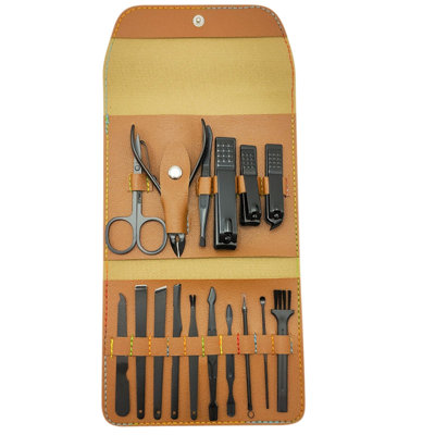Backpack 16pcs Stainless Steel Nail Clippers Set With Folding Bag Cutter Kits Scissors Makeup Beauty Tool