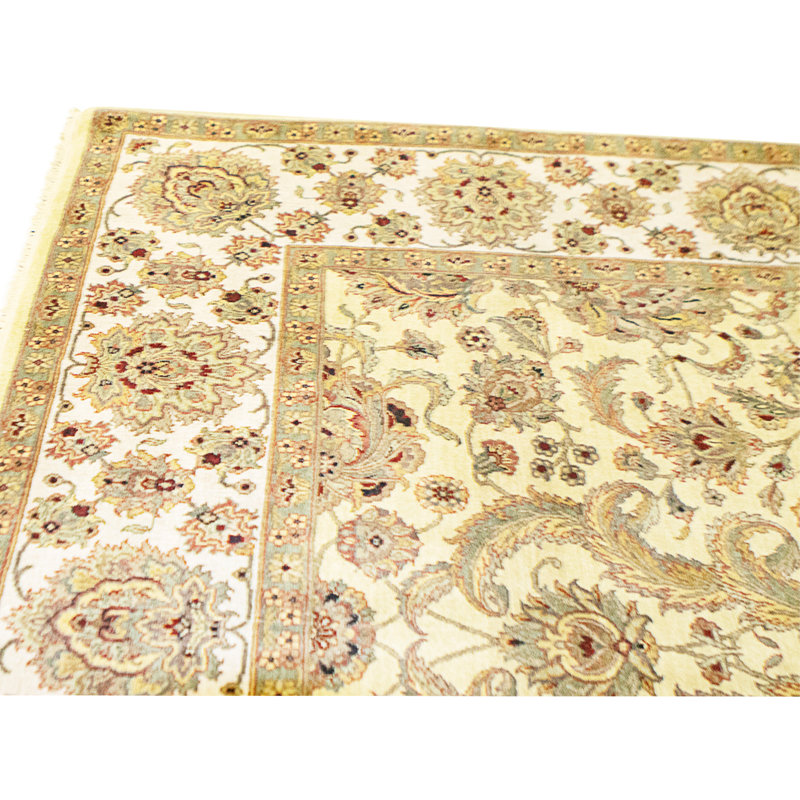 Tapis doré et ivoire de haute qualité noué à la main