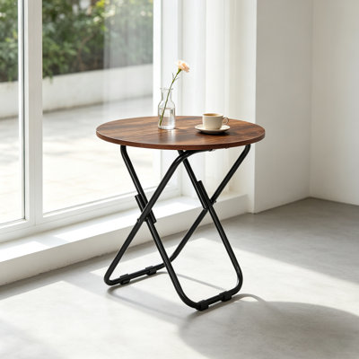 Table d'appoint ronde et pliante, table d'appoint pliable pliable, petite table de bout pliante et compacte, table de collation pliable