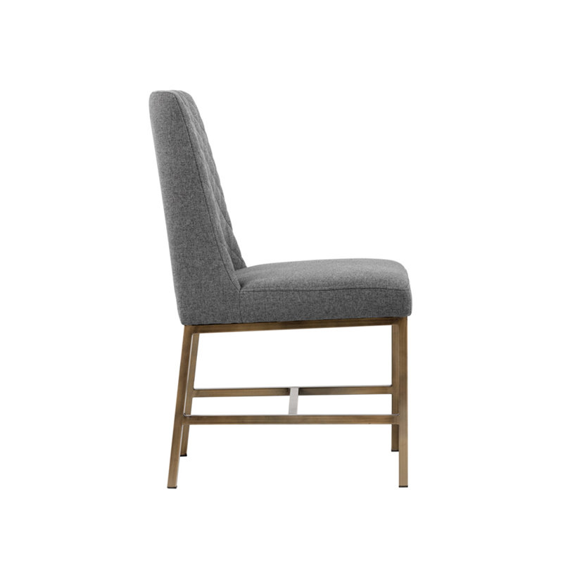 5West Upholstered Dining Chair, Dark Gray Performance Basketweave