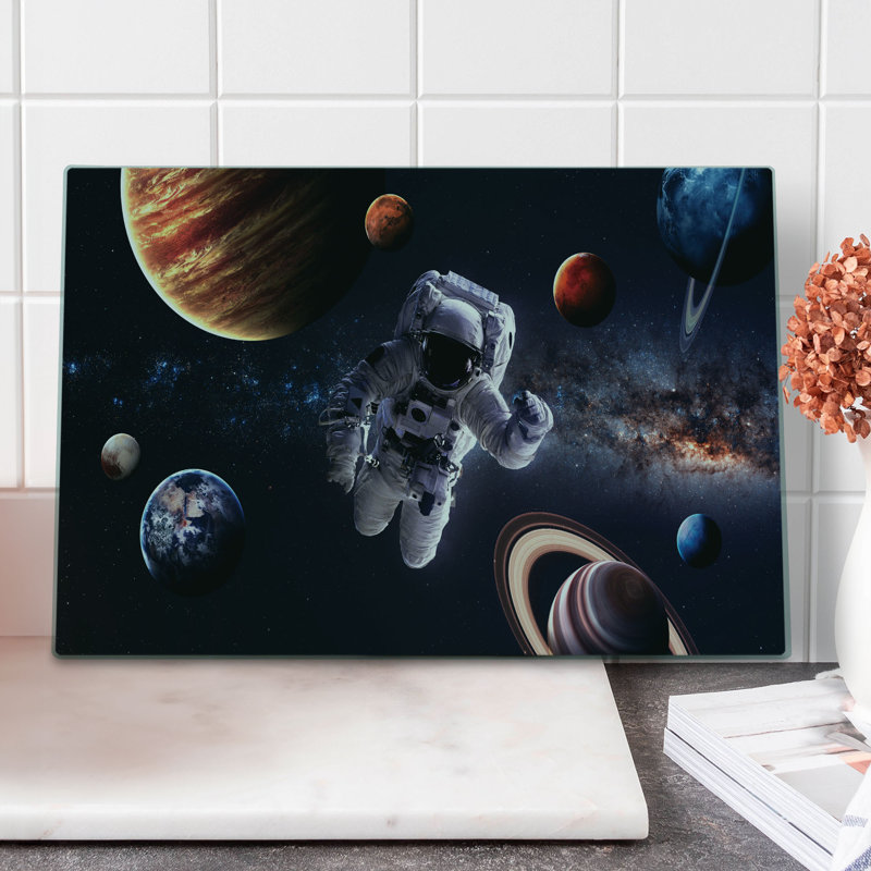 Ambesonne Nebula Cutting Board Large Size Planets Galaxies Multicolor