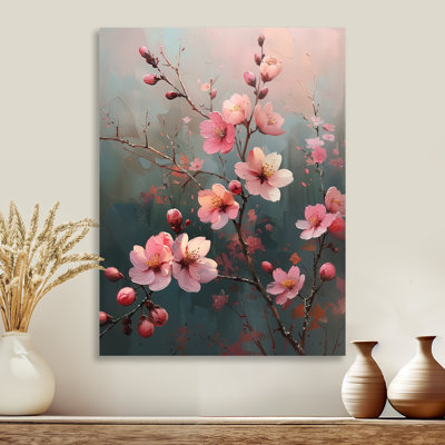 «Pink Cherry Blossom Feminine Charm I» - impression d'art mural cerisier en fleurs