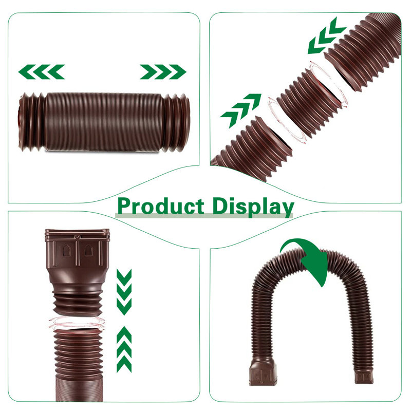 Ensemble de 2 gouttières extensibles pour tuyau de descente 21-60 ", Brun
