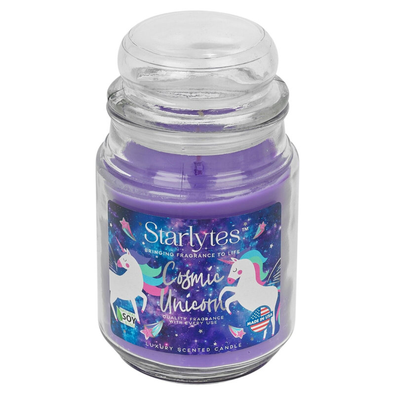 Scented Tumbler Candle with Glass Holder, Cosmic Unicorn
