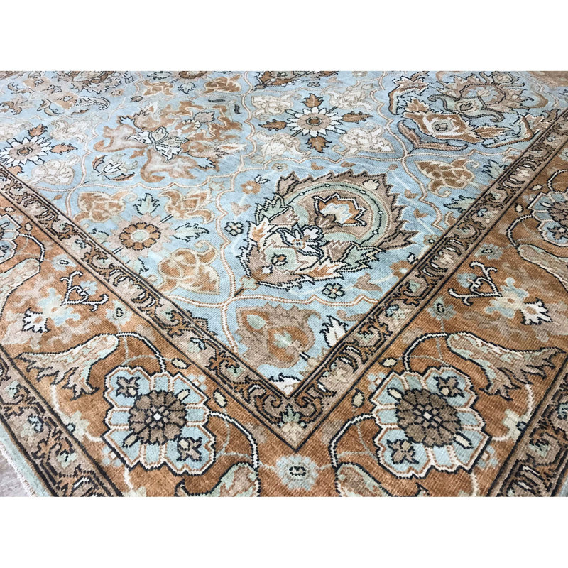 Sultanabad Wool Oriental Area Rug in Light Blue/Brown, Rectangle 8'11" x 11'8"