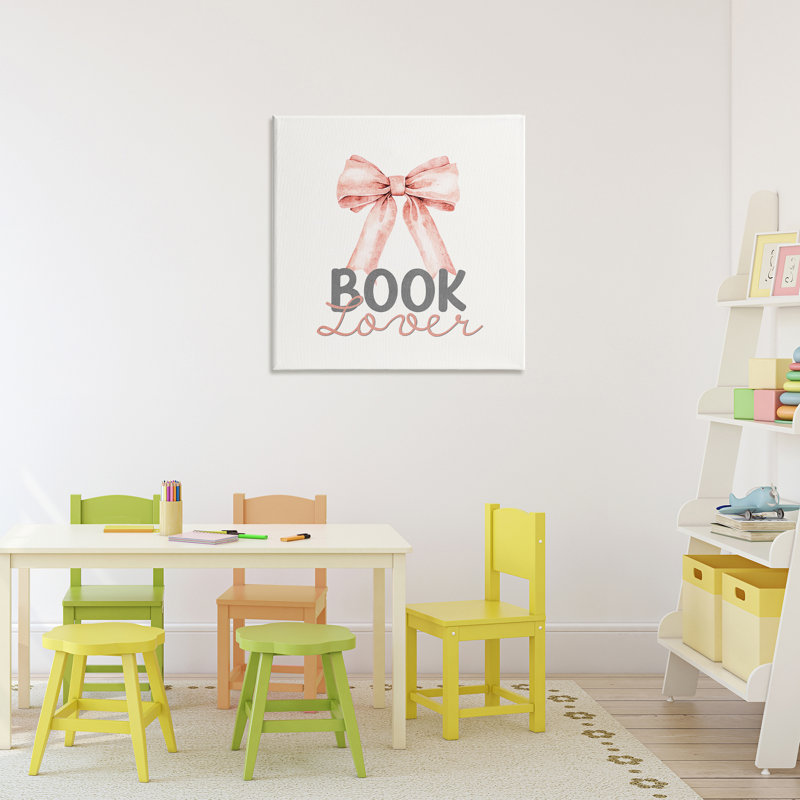 «Book Lover Pink Bow Canvas», conception de Kim Allen, H 24 po x l 24 po