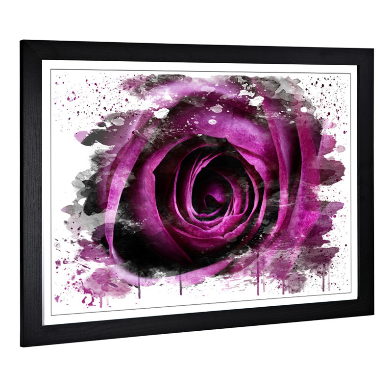 Flower Purple Rose - Wall Art, 45cm H x 62cm W, Framed Picture