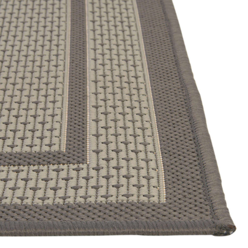 Tapis intérieur / extérieur gris Rezzan, Rectangulaire 7 pi 1 po x 10 pi
