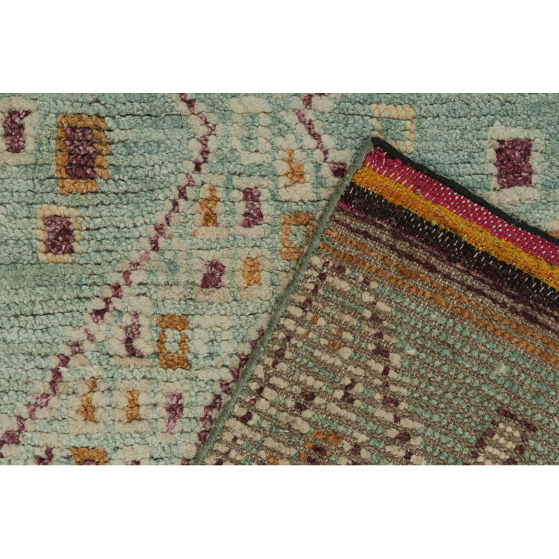 Moroccan Hand Knotted Geometric Area Rug, Rectangle 8' x 10'
