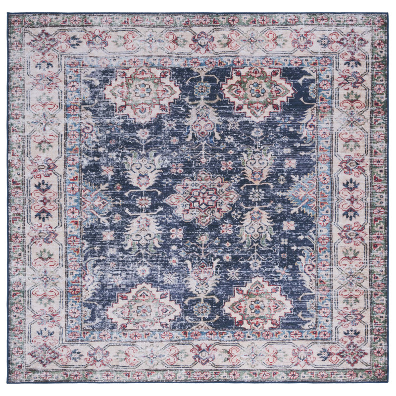 Pashen Performance Machine Washable Oriental Rug, Square 6'