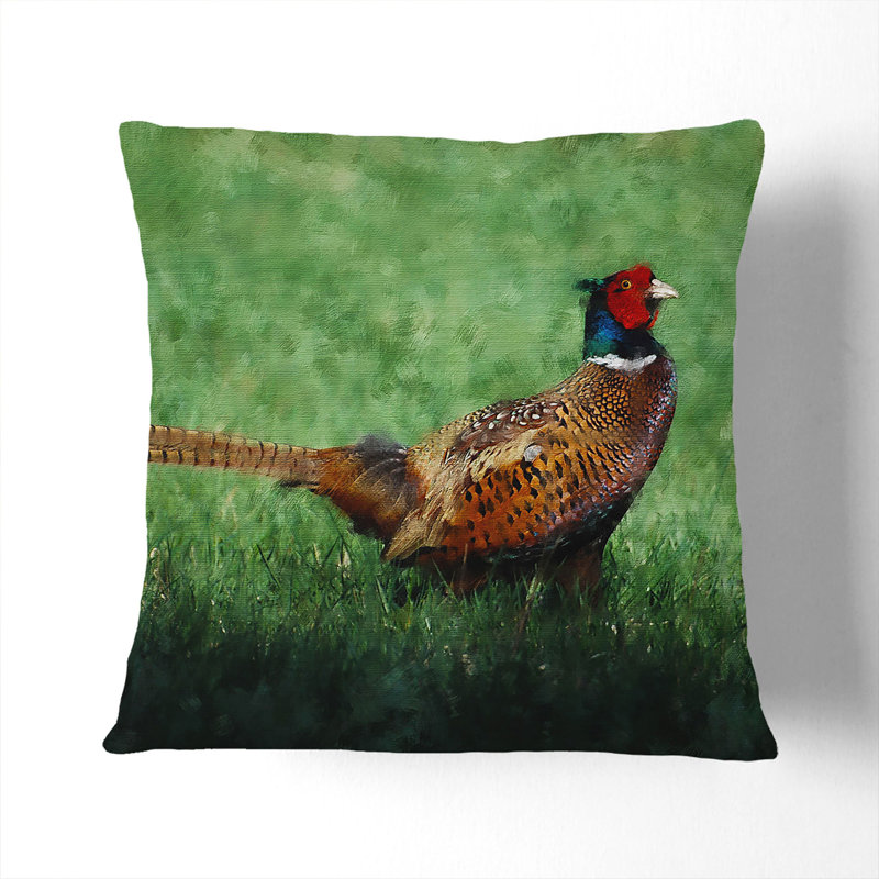 Pheasant Bird Vol.2 Painting Square Throw Cushion, 55cm H x 55cm W x 20cm D, Black