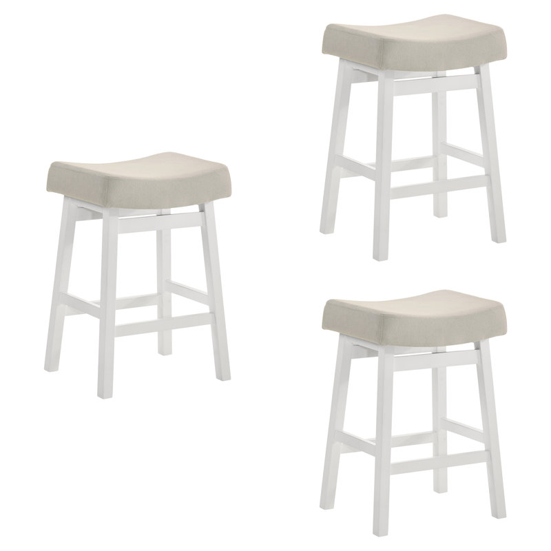 Tabouret de bar à hauteur de comptoir en bois blanc Lenon, Tabouret de comptoir (siège d'une hauteur de 27 p, 3