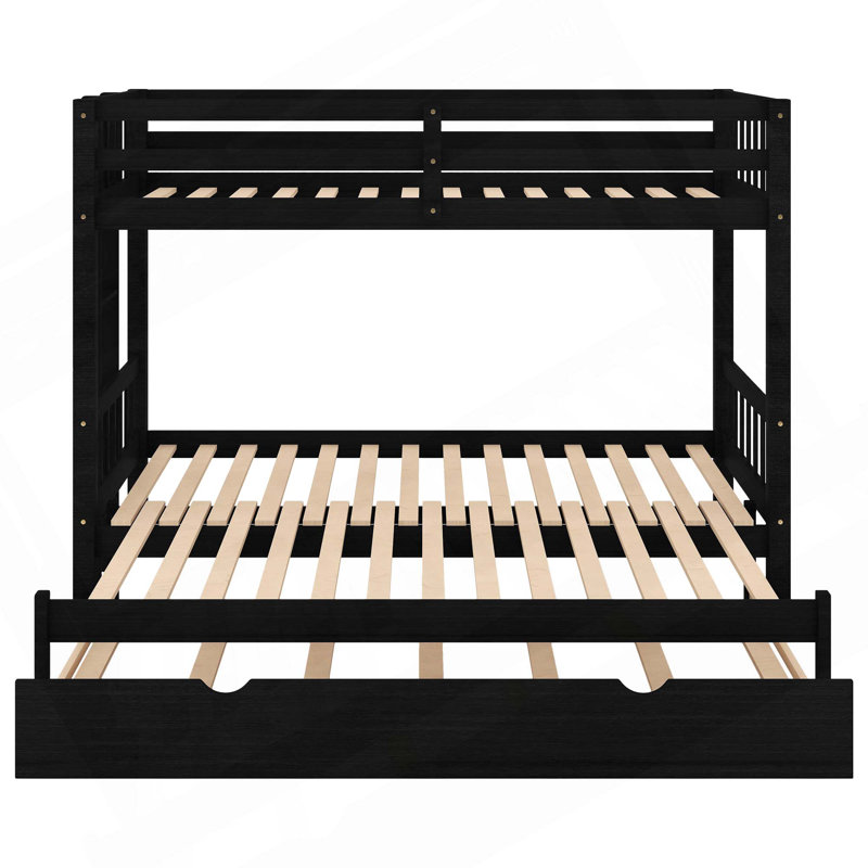 Bunk Bed With Trundle And Pull-Out Bed, Espresso