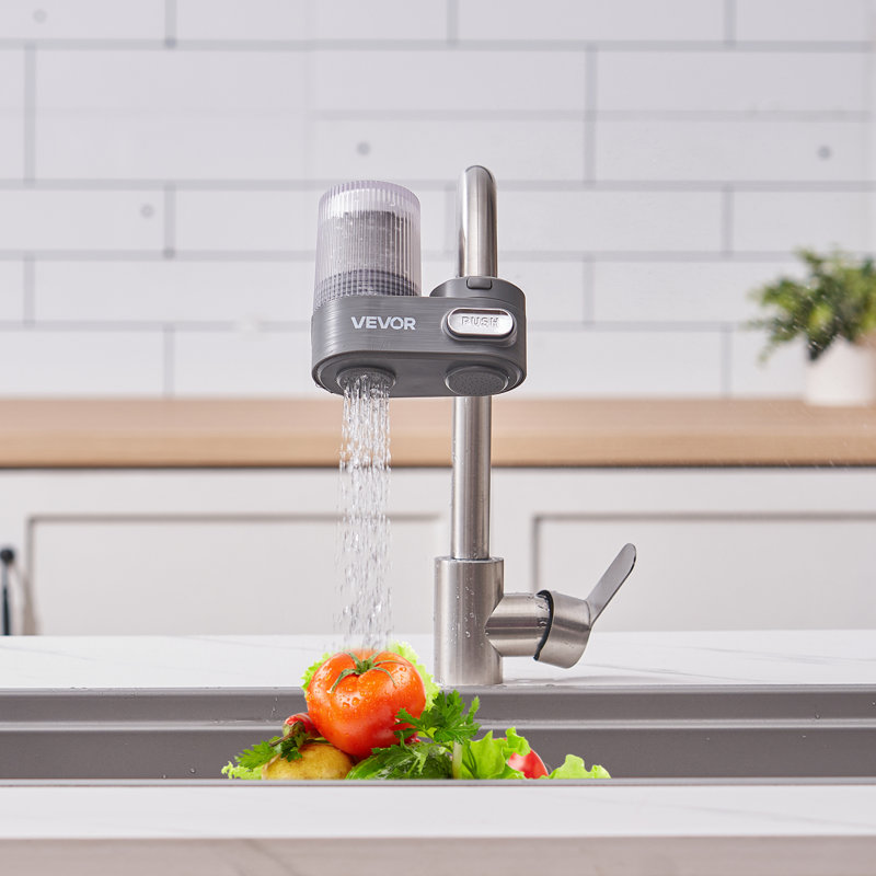 Faucet Mount Water Filter Sink Water Purifier for Kitchen Vertical, Gray