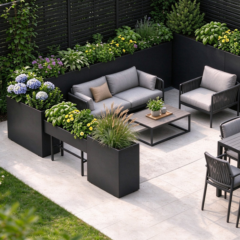 Jardinière surélevée en métal, séparateur de jardin pour terrasse extérieure