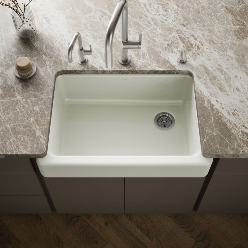 Kohler Whitehaven Self-Trimming 32-1/2" L x 21-9/16" W x 9-5/8" Under-Mount Single-Bowl Sink with Short Apron, Dune