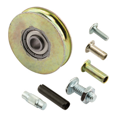 Ensemble de rouleaux de porte coulissante en acier, rouleau concave 1-1 / 2 po, zinc jaune (paquet de 2)