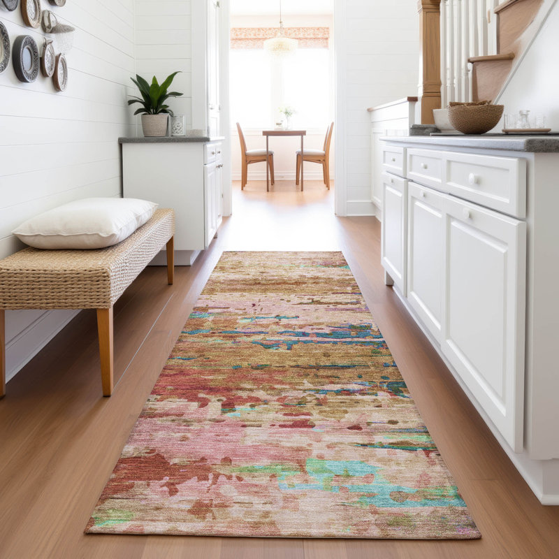 Tapis de sauge Xhevrie intérieur / extérieur lavable à la machine, Tapis de couloir 2 pi 3 po x 7 pi 6 po