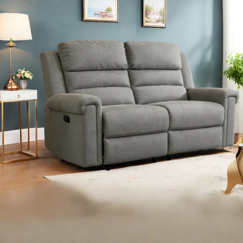 Fauteuils inclinables gris modernes, canapé en tissu avec cadre en acier, salon à la maison