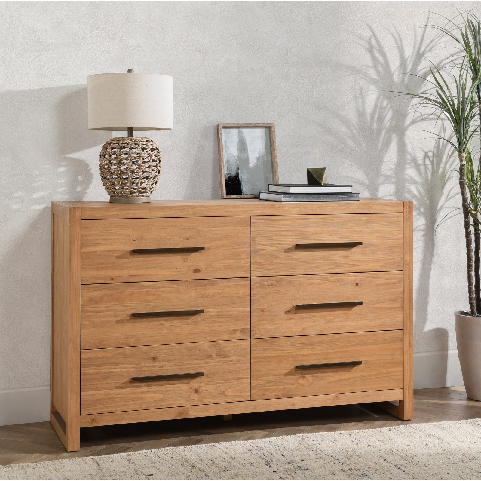 Modica 60" Pine Double Dresser, Brown Natural