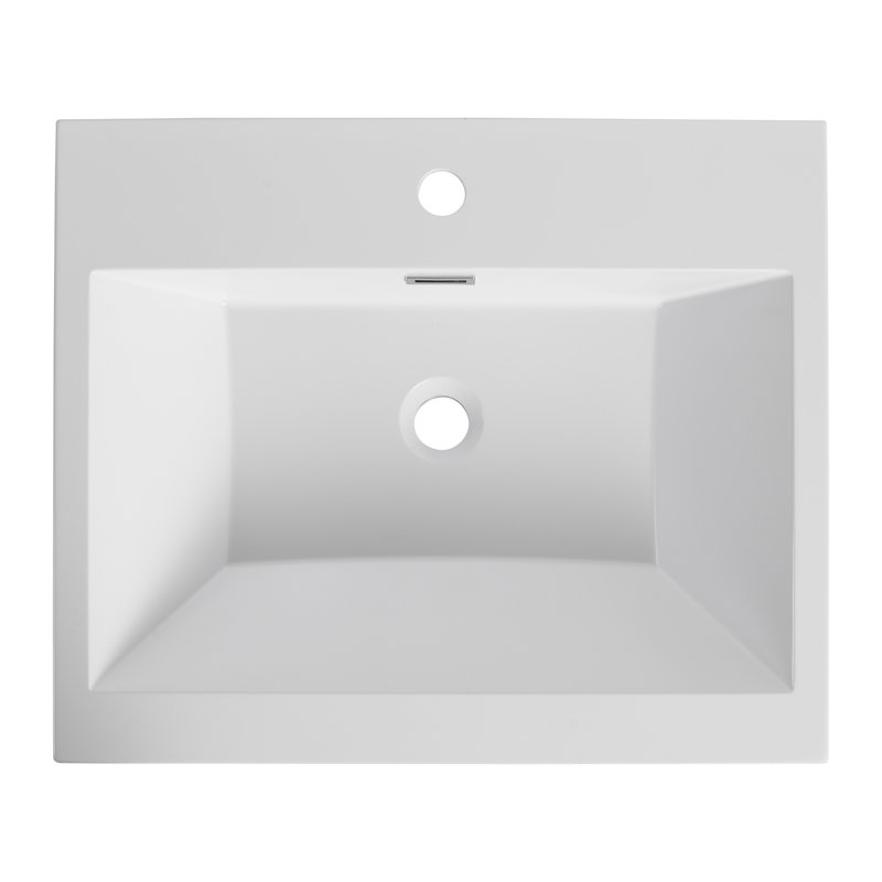 Lavabo de salle de bain 24 po en blanc brillant, révélant une nature durable et élégante 24 po, brillant