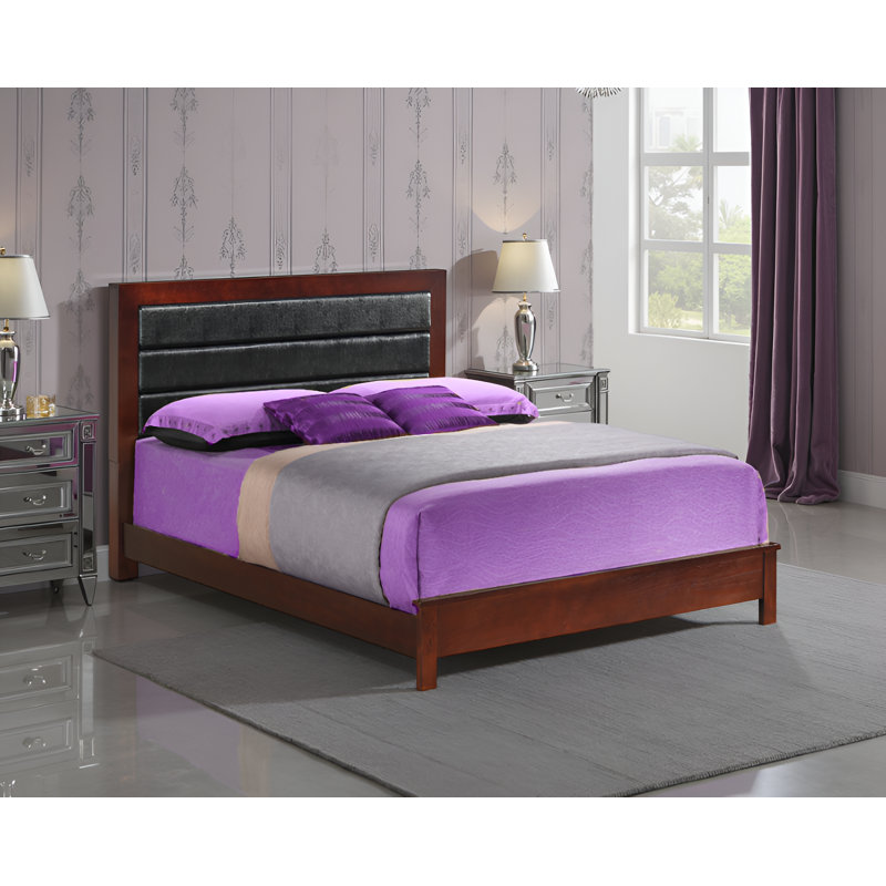Ensemble de lit double en similicuir Imatra Cherry, Double, Cerisier