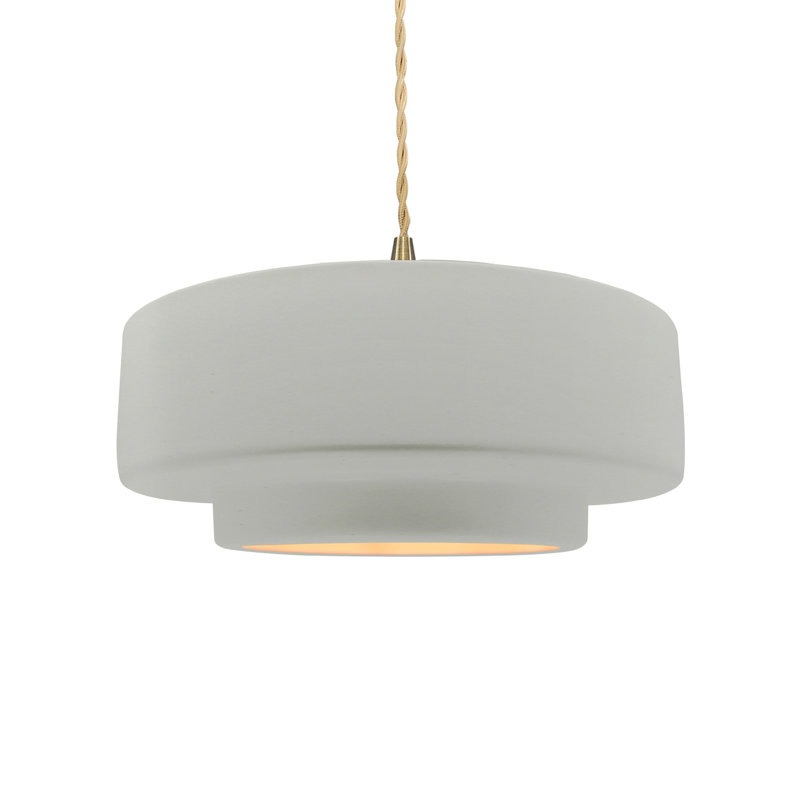 Luminaire suspendu à 1 lumière Meydan, H 5,25 po x l 14,5 po x P 14,5 po, Bisque, Laiton brossé