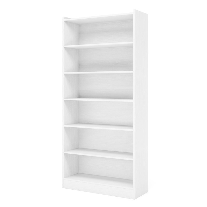Bibliothèque en bois, bibliothèque de 72 po de hauteur avec tablettes de rangement ouvertes à 6 niveaux