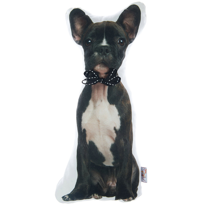 French Bulldog Shaped Black and White Throw Pillow