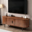 Meuble télé, console de télévision moderne 55 po avec compartiment de rangement et porte coulissante, centre de jeu avec armoire de jeu