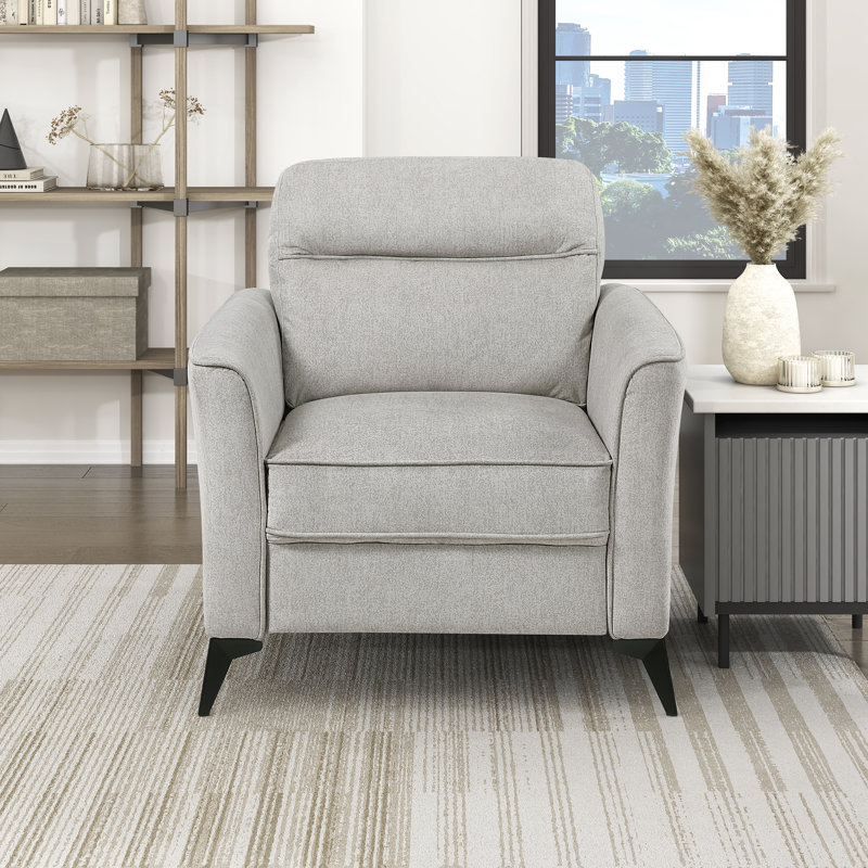 Chaise avec accoudoirs évasés modernes et contemporains de 35 po Misa - Chaise rembourrée en microfibre, coussins rembourrés en mousse moelleuse
