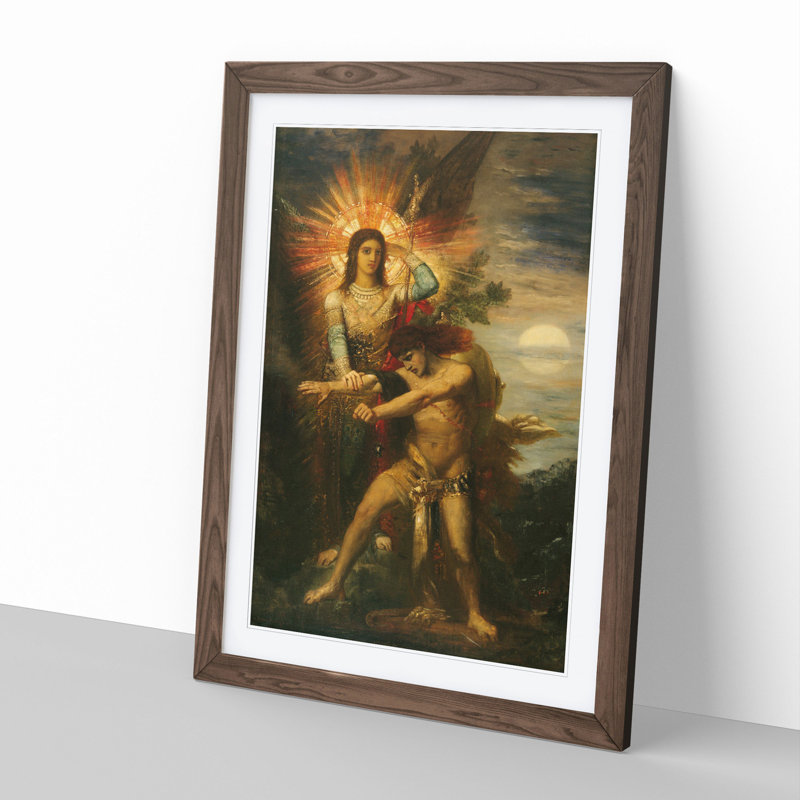 Jacob and the Angel by Gustave Moreau - Picture Frame Painting, 36cm H x 27cm W x 2cm D, Walnut