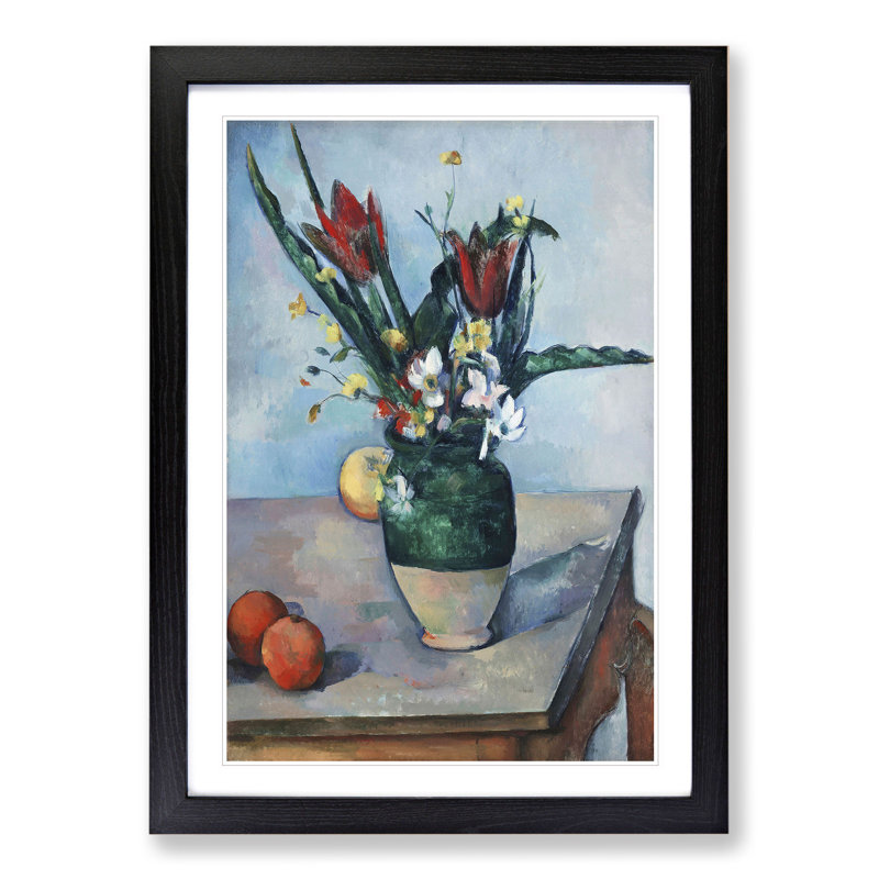 The Vase of Tulips by Paul Cezanne - Picture Frame Painting, 36cm H x 27cm W x 2cm D, Black Framed