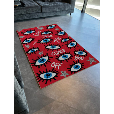 Tapis rouge à motif de motif à œil rouge et motif à motif d'oeil rouge "Don't Take My Eyes Off You"